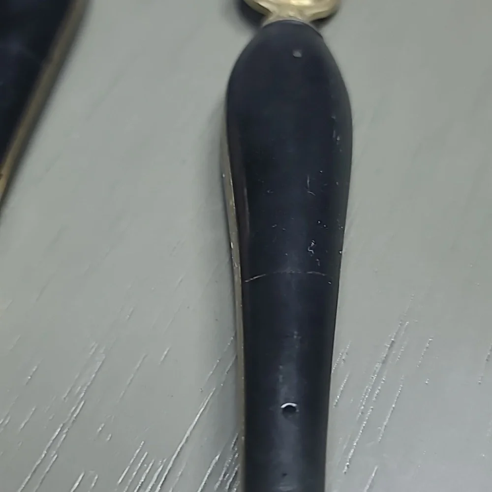 Vintage Elegant Black and Brass Fork and Spoon Set